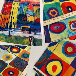 Wassily Kandinsky double sided scarf concentric circles and houses in Munich